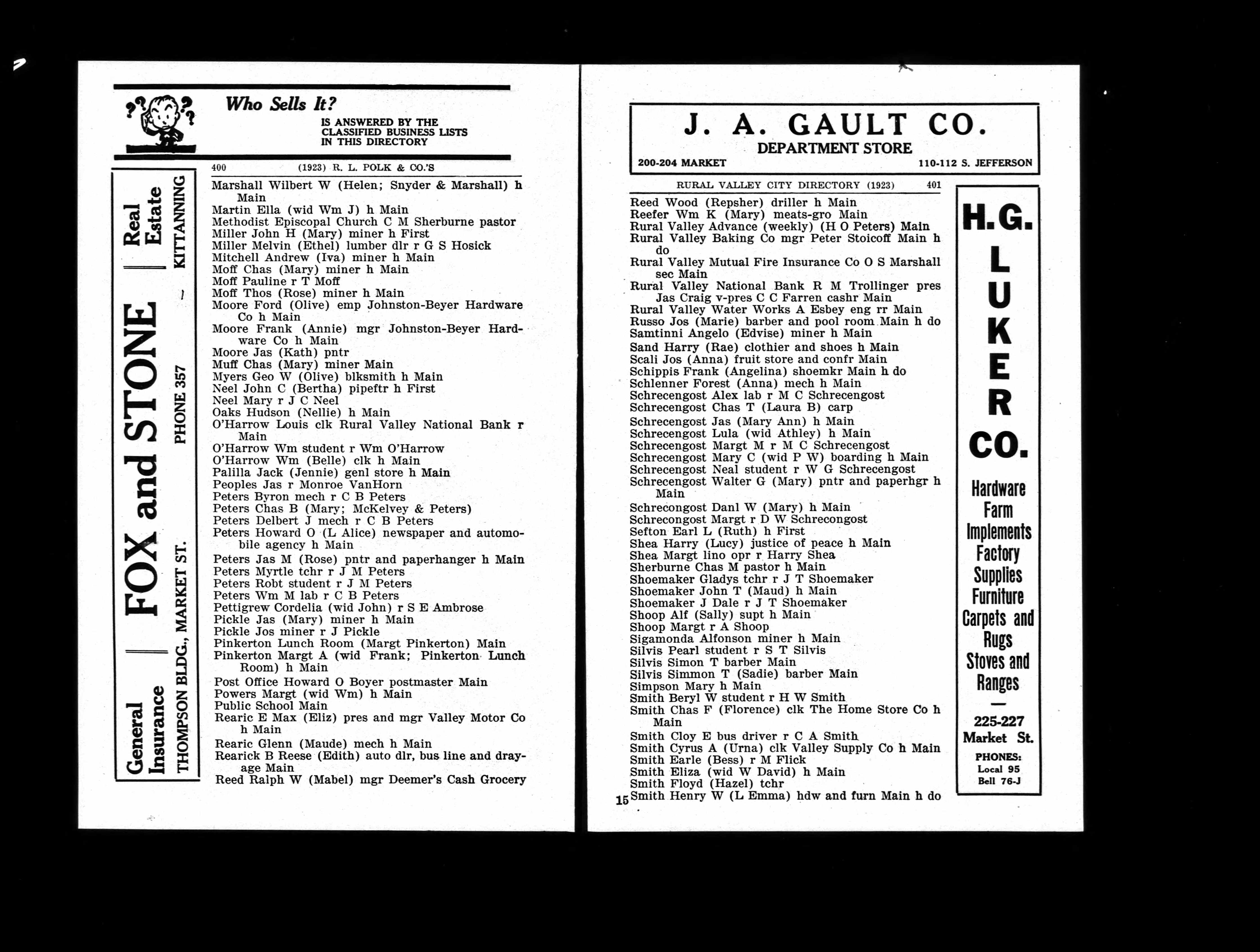 Rural Valley Directory, 1923-1924.