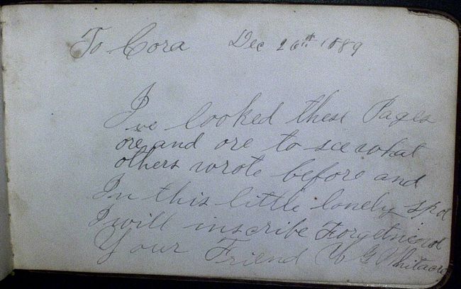 M(?). G. Whitacre, December 26, 1889